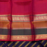 Blue and pink bridal silk saree