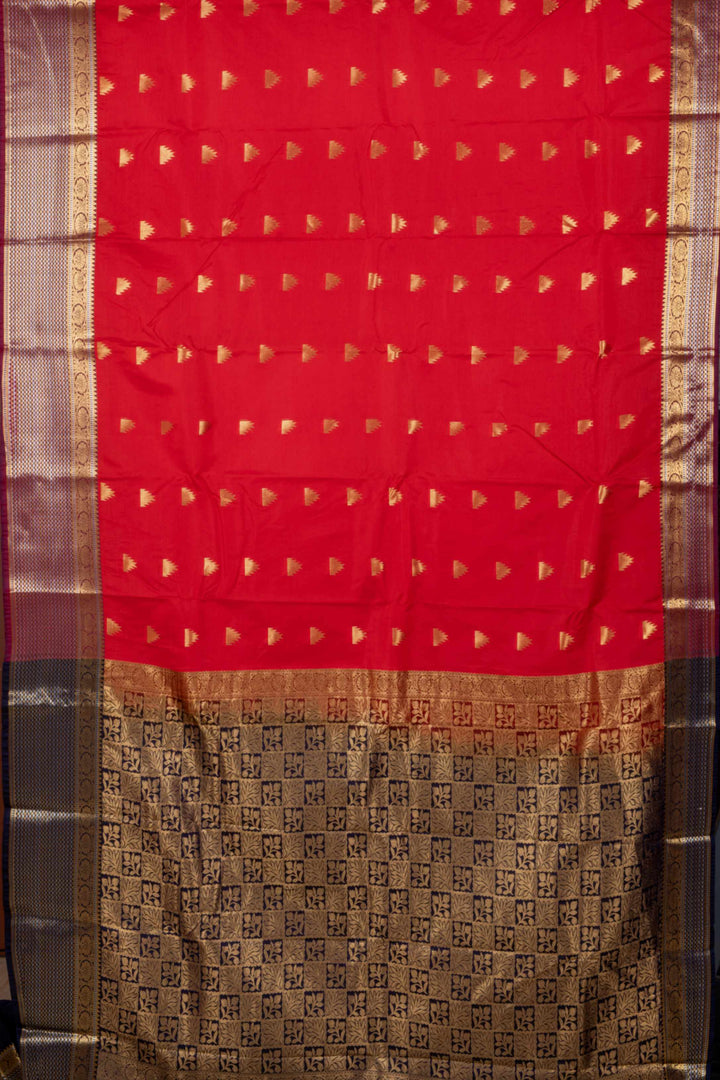 Red and gold semi silk saree