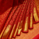 Red brocade silk saree