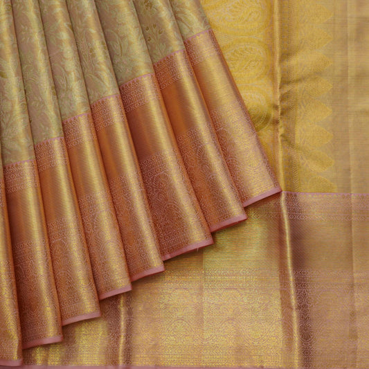 Pastel pink tissue kanjivaram silk saree