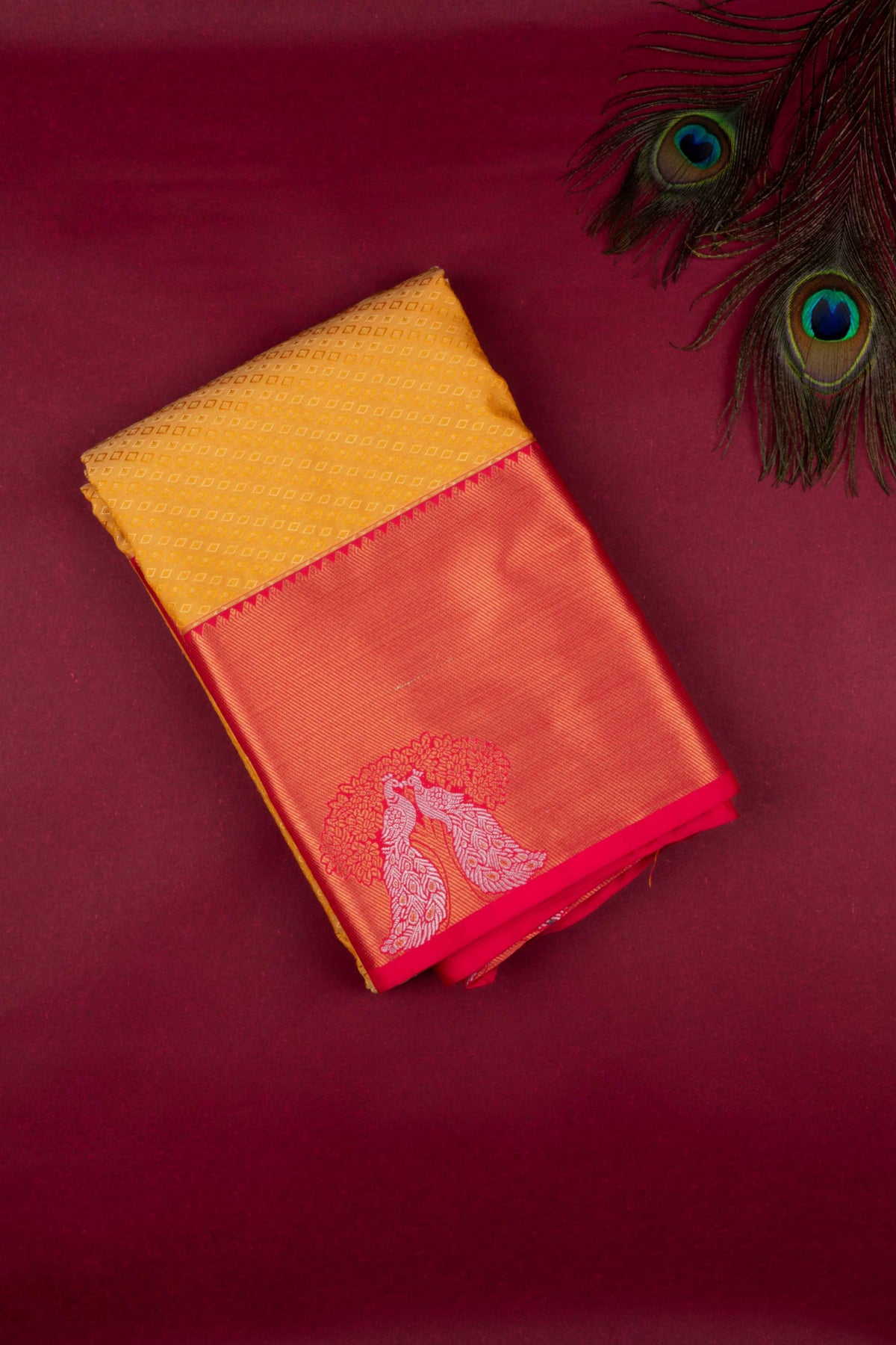 Golden Yellow designer semi silk saree