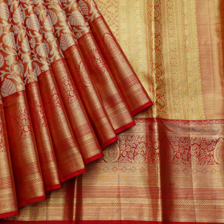 Red kanjivaram tissue silk saree