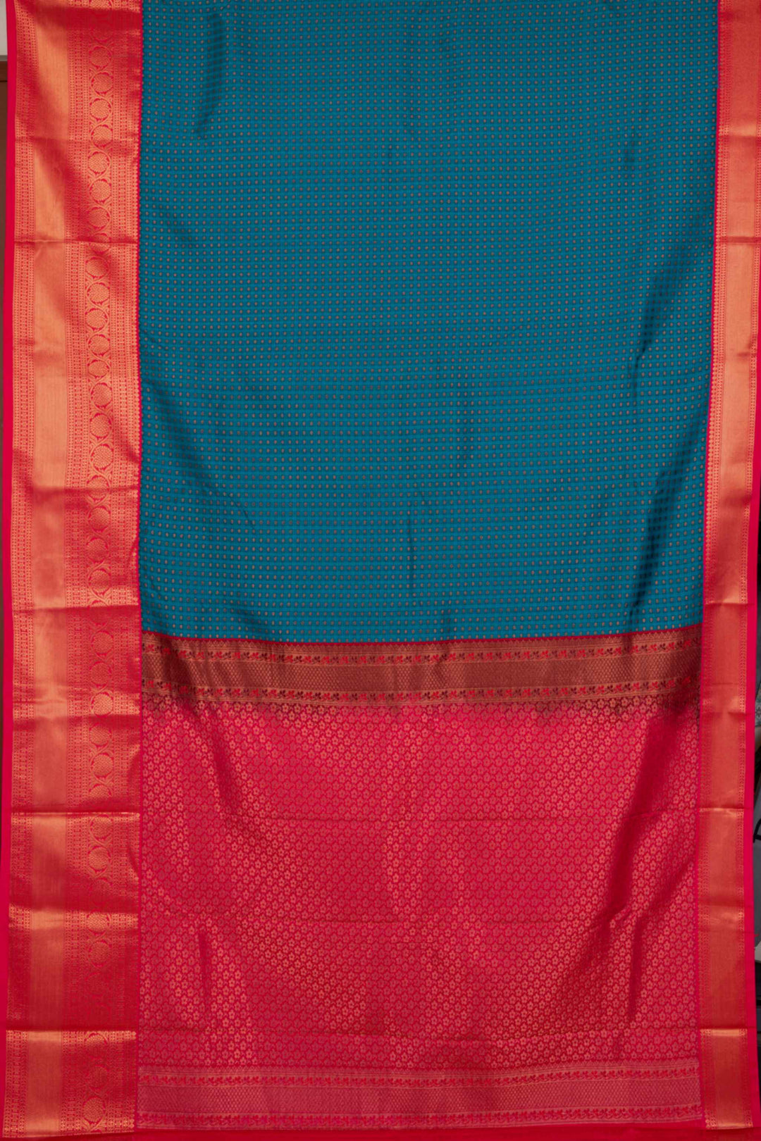 Peacock green ayiram buttam semi silk saree