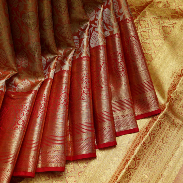 Red kanjivaram tissue silk saree