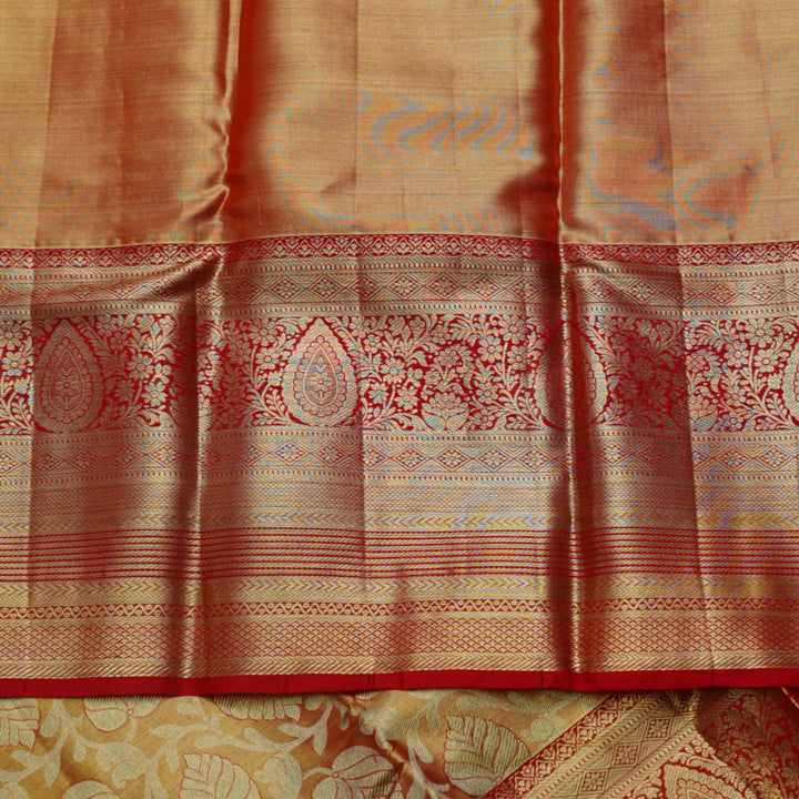 Red kanjivaram tissue silk saree