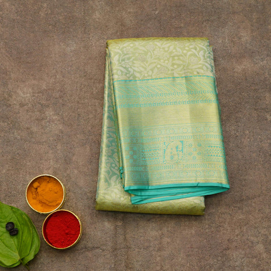 Turquoise tissue kanjivaram silk saree