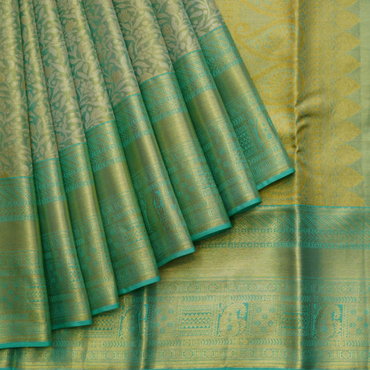 Turquoise tissue kanjivaram silk saree