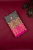 Grey and pink turning semi silk saree