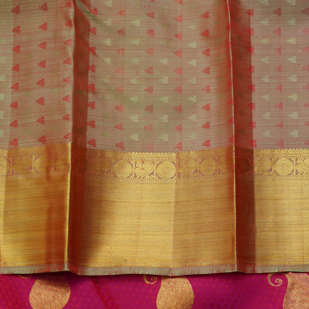Pink and brown pure silk saree