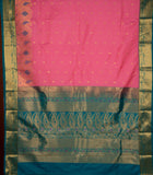 Pastel pink and green semi silk saree