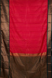 Red and green korvai semi silk saree