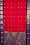 Red and blue semi silk saree