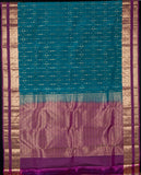 Teal blue retta pettu pure touch silk saree