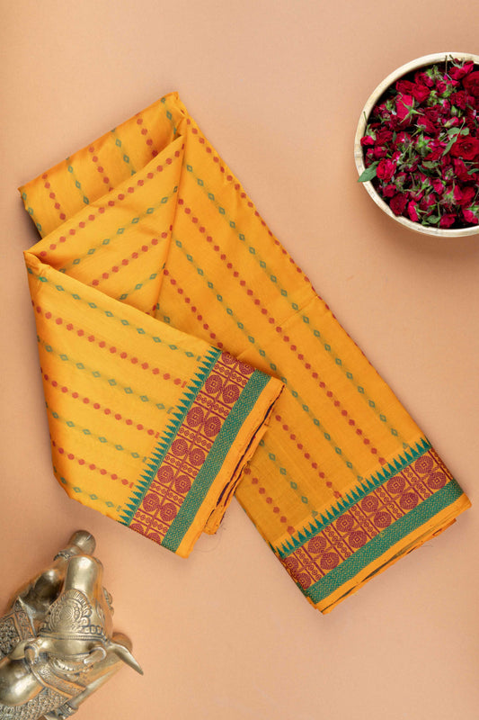 Yellow thread woven silk cotton saree