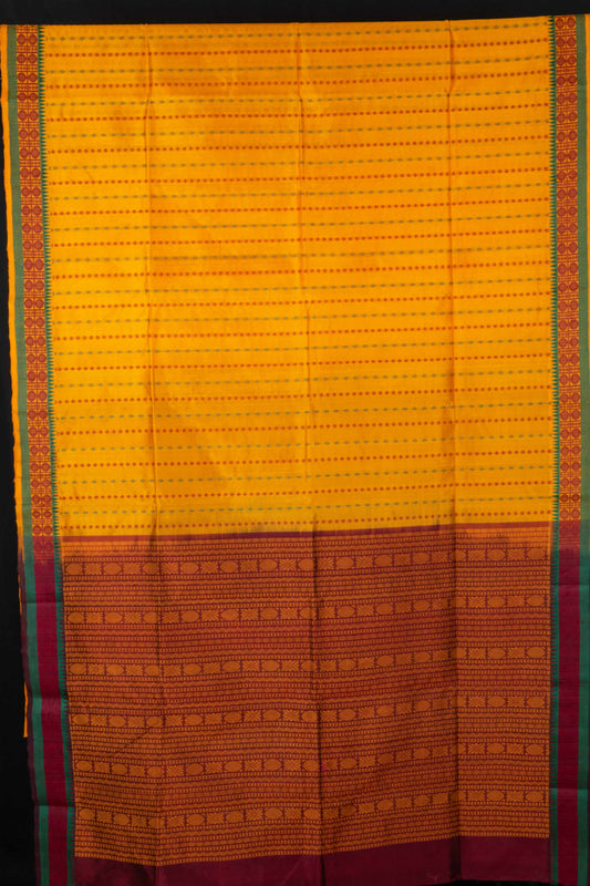 Yellow thread woven silk cotton saree