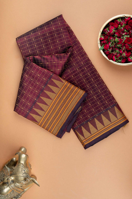 Maroon thread woven silk cotton saree