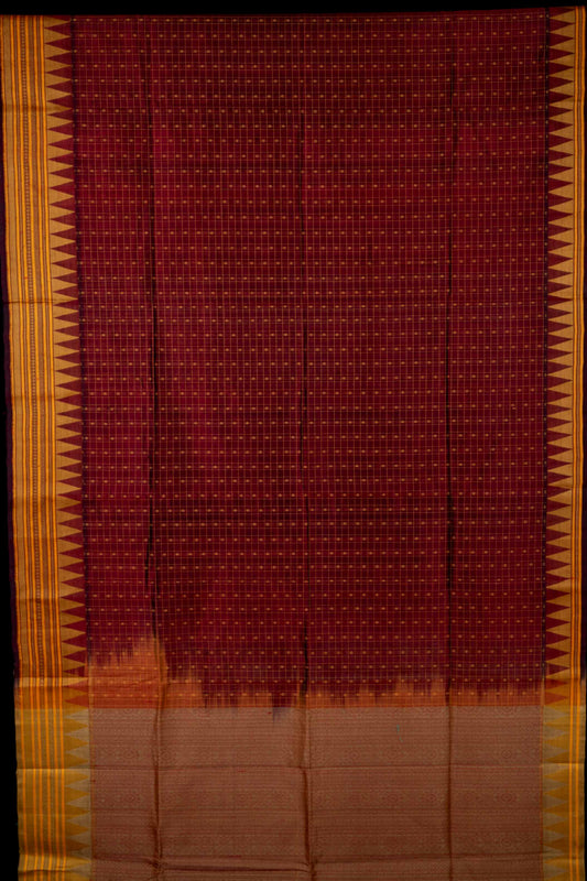 Maroon thread woven silk cotton saree