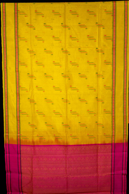 Yellow and pink silk cotton saree