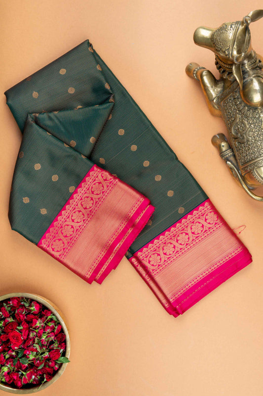 Green and pink vairaoosi semi silk saree