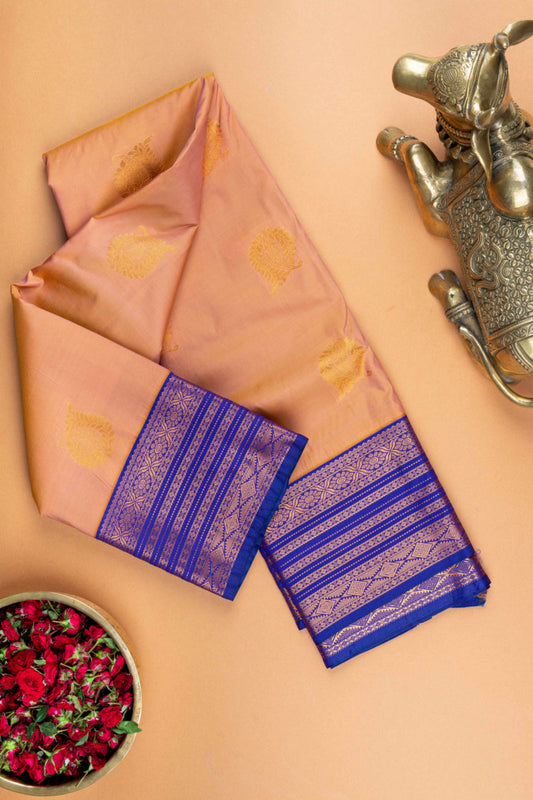 Rose gold pink semi silk saree