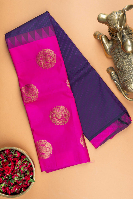 Purple and pink half and half semi silk saree