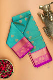 Dual tone aqua green semi silk saree