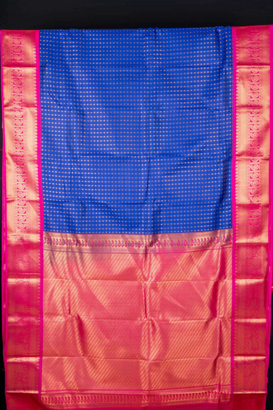 Blue ayiram butta semi silk saree