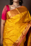 Yellow and Pink Pure Silk Saree