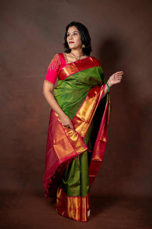 Green traditional silk saree