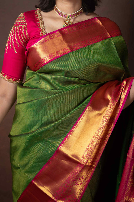 Green traditional silk saree