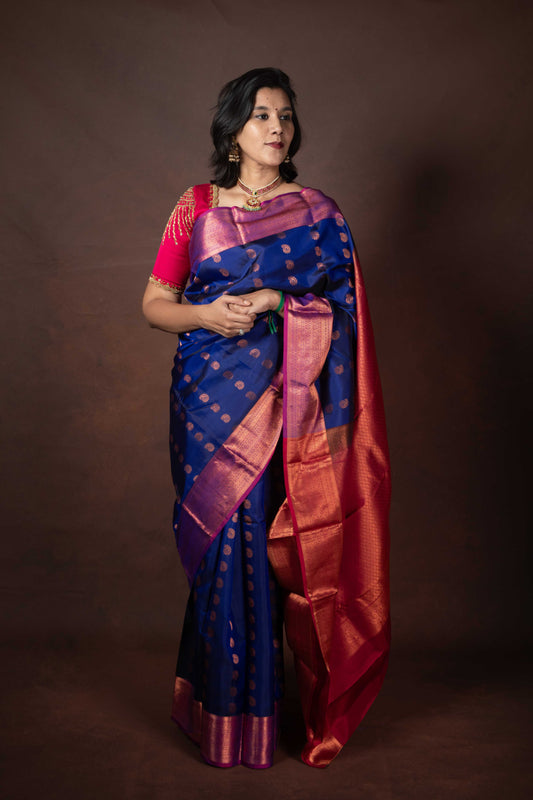 Navy blue silk saree