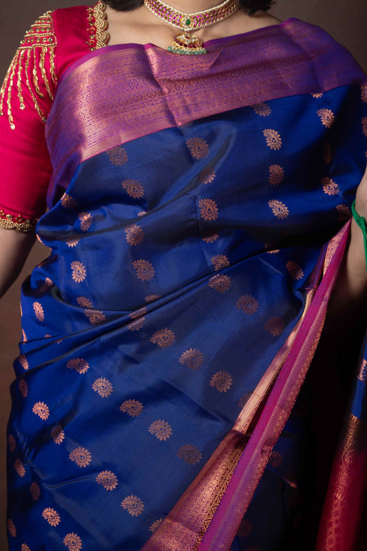 Navy blue silk saree