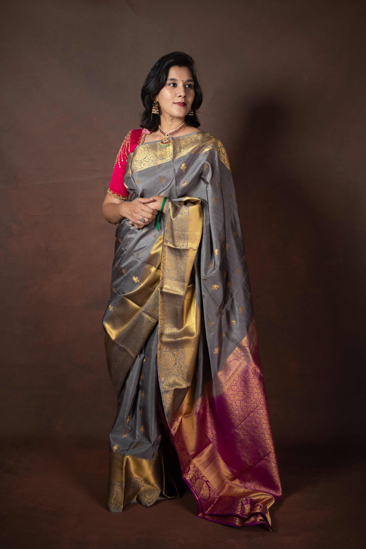 Grey Colour Silk Saree