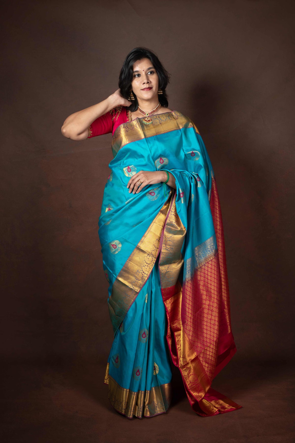 Sky Blue Kanjivaram Silk Saree