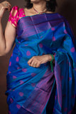 Peacock blue silk saree