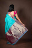 Aqua Blue Kanjivaram Pure Silk Saree