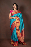 Blue checks silk saree