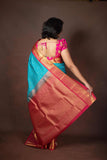 Blue checks silk saree