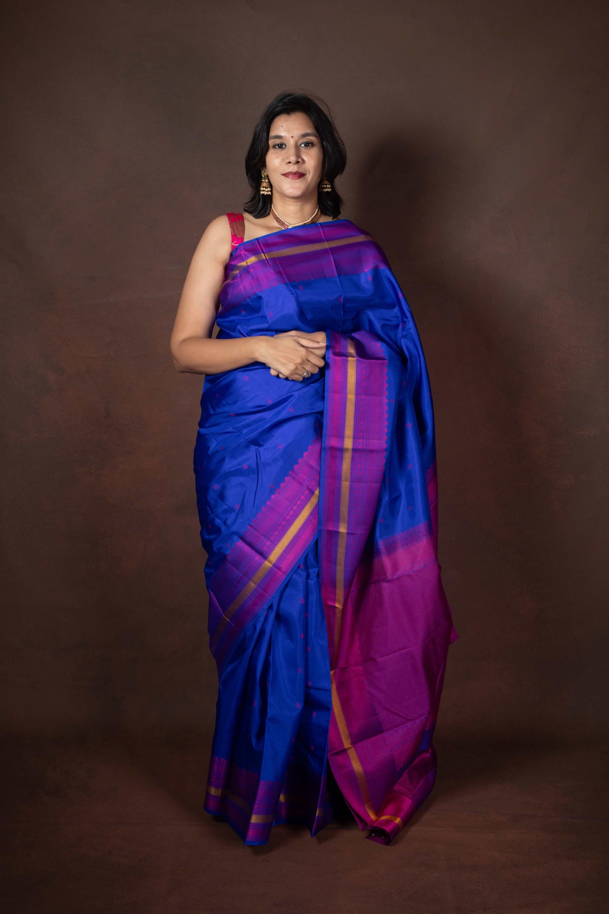 MS Blue Kanchipuram Silk Saree