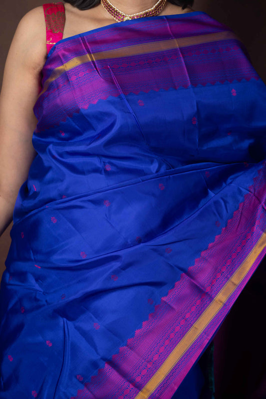 MS Blue Kanchipuram Silk Saree