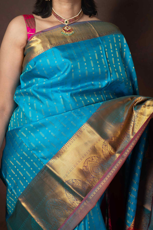 Blue Saree With Pink Blouse