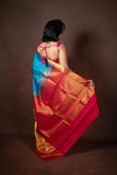 Blue Saree With Pink Blouse