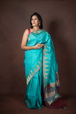 Turquoise Blue Kanchipuram Silk Saree