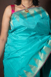 Turquoise Blue Kanchipuram Silk Saree