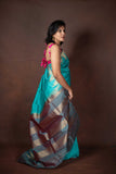 Turquoise Blue Kanchipuram Silk Saree