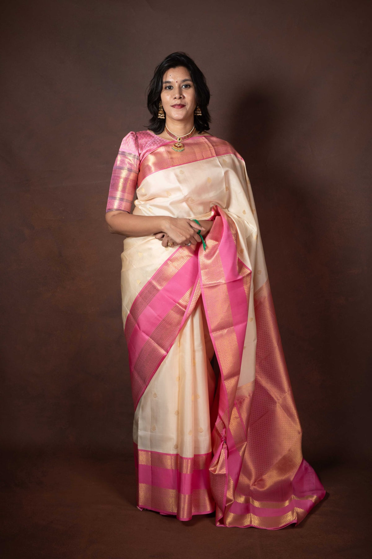 Off White Kanjivaram Pattu Saree