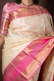 Off White Kanjivaram Pattu Saree