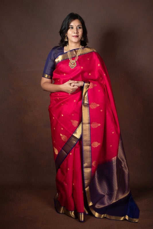 Pink silk saree