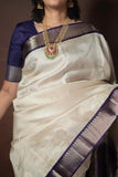 Pearl White Silk Saree