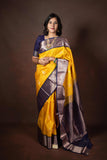 Yellow and Blue Kanchipuram Silk Saree